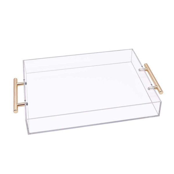 acrylic tray with gold handles